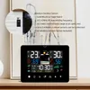 Fanju wekker digitale tijd zonsopgang/zonsondergang elektronische thermometer weersvoorspelling draadloze sensor wandtafel horloge huis