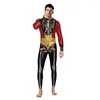 Sahne Giyim Erkekler 3D Baskı Uzun Kollu Bodysuit Zentai Catsplay Cosplay Kostüm Gece Kulübü DJ Tulum Cadılar Bayramı Festival Kıyafetleri DN12802