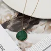 Pendentif Colliers Enze Style européen et américain Bijoux ronds à facettes Malachite Chaîne de mode Femme Collier Accessoires