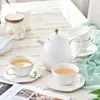 Akşam yemeği setleri gradyan renkli ikindi çayı seti renkli fincan ve tabak kahve fincanları seramik çaydanlık plakalı zarif içecek eşyaları 1set