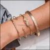 Armreif 4 Teile/satz Punk Gold Armband Set Böhmischen Geometrischen Schmuck Mädchen Party Geschenk Drop Lieferung Armbänder Dhepj