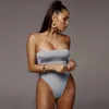 Women's Jumpsuits & Rompers Off Shoulder Sexy Bodysuit Women Thin Rope Solid Color Strapless Tube Top Romper Basic Bottoming Backless Bodysu