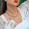 Chains Necklace For Women Vintage Colorful Imitation Crystal Bead Sweet Cool Butterfly Fashion Collar Chain Bridesmaid Gift