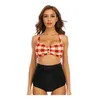Double Shoulder Strap Button Swimsuit Plus Size High Waist Bikini Split
