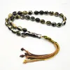 Strand Rosario Uomo Resina Nera Tasbih 33 Islam Beads Bracciale Uomo Con Nappina In Cotone