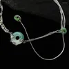 Anhänger Halsketten Mode Elegante Simulierte Jade Sicherheit Schnalle Halskette Ankunft Kreative Kreis Glück Choker Einzigartige Schmuck Für Frauen