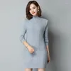 Casual jurken herfst winterturtleneck trui jurk vrouwen slanke warm gebreide vrouwelijke lange mouw pullovers mini vestidos ab1784