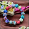 Charm Bracelets Bracelet Bangle Ly Polymer Clay Flower Colorf Round Beads Drop Delivery Jewelry Dh1Er