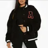 Womens Jackets European och American English Alphabet High Quality Handduk Broderade jackor Coats Womens Street Retro Baseball Uniform Jacket 230215