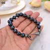 Link Bracelets Chain Jewelry 8 '' 9-10mm Keshi Nero Round Pearl Braccialette