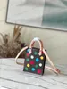 10a l väska axelväskor yk sac plat prickar tote väska kvinnor mini axel väska designer färgglad polka dot crossbody väskor duk läder handväska shopping b b