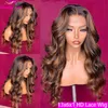 Lace Perücken FG 4 27 Brasilianisch Highlight Body Wavy t Teil menschliches Haarwelle 13x1 Transparente Perücke vorgezogen für Frauen 230214