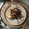 اللوحات 9 بوصة الرجعية السيراميك الغربي لوحة شرائح اللحم التجارية الإبداعية ضحلة قرص الأدوات الأسر المعيشية وجبة الإفطار