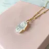 Choker 2023 Simple Classic Gold-color Chain Necklace Shell Palm Pendant Green Water Drop Colgante Short Jewelry For Man Women Wild