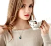 Collares con colgantes, collar chapado en plata de alta calidad, accesorios para niñas, gargantilla de gota de agua rosa de cristal brillante, regalo para mujer