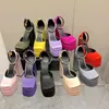 Sandálias femininas de salto alto sapatos formais designer decorativo de cristal solas grossas sapatos de seda de alta qualidade sandália elegante 35-42 com caixa