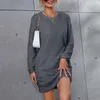 2023 Casual fashion dress Women's Fashion Elegant Sexy Long Sleeve Mini Skirt Fluffy Plush Dress