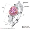 Anelli a grappolo Matrimonio per donna Solid S925 Cuore rosa Cubic Zirconia Anello da sposa romantico Accessori per ciondoli per gioielleria raffinata