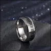 Bandringen Men Muziek Piano Keyboard Ring Roestvrij staal roteerbare spinner voor man vriendjes geschenken sier tone drop levering sieraden dhw5r