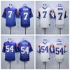 Moive Football Blue Mountain State Jersey Uomo Saldi 7 Alex Moran 54 Thad Castle Home Blu Away Bianco Tutto cucito Traspirante Alta qualità