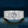 С боковыми камнями золотые кольцо мужчины Moissanite Classic Trend Trend Luxury Mens Banquet Jewelry Drop Delive Dhlvn