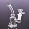 미니 봉 물 담뱃대 Recycler Dab Rig 두꺼운 흡연 물 담뱃대 14mm 공동 작은 유리 봉 저렴한 유리 버블 오일 그릇과 흡연 물 봉