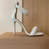 Sandálias de prata femininas Gianvito Rossi designer de luxo dedo aberto estilete sapatos de couro moda confortável 10cm 35-41 com caixa Roman sandálias de salto alto