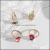 Klusterringar mode guldpl￤terad teardrop gradient rosa bl￥ glas kristall kromatisk geometrisk ring f￶r kvinnor smycken g￥va drop deli dhdom