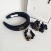 Luxuriöse Designer-Stirnbänder, Haarband für Damen, dreiteiliges Set, schwarz, brandneues Muster, französisches Satin-Haarband, elegantes Haarband mit breitem Rand, Sport-Kopf-Accessoires, Geschenk