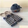 Clothing Sets Baby Po Costume Clothes Newborn Girls Boys Pography Prop Crochet Knit Overall Bib Add Hat 2Pcs Striped Outfits 1179 Y2 Dhchr