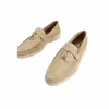 Desiner Loropiana Shoes Online LP New Lefu 신발 여성 싱글 발 신발 소 스웨이드 슬립 온 신발 커플의 신발 편안하고 다재다능한 평평한 바닥 로퍼