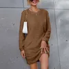 2023 Casual fashion dress Women's Fashion Elegant Sexy Long Sleeve Mini Skirt Fluffy Plush Dress