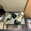 Classics Women High heel Sandals fashion shoes Beach Alphabet lady Leather slides black white Designer Heels