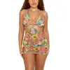 Maillots de bain pour femmes mode femmes Sexy robe près du corps multicolore imprimé fleuri motif col en v sans manches 2023