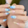偽のネイルモカピンクミラークロムスティレットフェイクガラス光沢効果表面女性爪