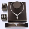 Collana Orecchini Set HADIYANA Waterdrop Design Donna Fede nuziale e bracciale Zirconia CN1115 Conjunto De Joyas