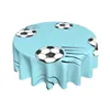 Nappe Doodle Ballons De Football Sur Nappe Ronde Bleue Imperméable Blanc Et Noir Fond De Football