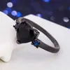 Bandringe Exquisite Mode Frauen Dazzling Black Heart Luxus Liebe Herz Kristall Diamant Ring Schmuck Party Bankett Jubiläumsgeschenk Jewe G230213