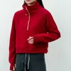 Yoga sportkläder lyxig design ingen huv hoodie damer jm15125 ren färg pullover långärmad tröja tröja vinter stativ krage turtleneck hoodies toppar loulou