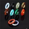 Bandringe 8mm Naturstein Ring Opal Türkis Schwarz Onyx Tigerauge Sodalith Malachit Schmuck Geschenk Finger Für Frauen Männer Drop Deli Dhuws