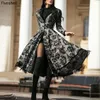 Korki damskie sukienka jesienna płaszcz zimowy długotrwałe średniowieczne koronkowe szwy szczupły i eleganckie czarne sukienki 230215