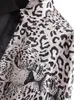 Women's Blouses Merodi Cool Lady Patchwork Leopard Print Long Shirts Womens Fashion Animal Black Tops Female Vintage Straight Blouse