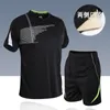 Utomhus-t-shirts Herrens sportkläder fotbollströjor Athletic Wear Running Cloths Set Short Sleeve Training Uniforms Soccer Jersey Tracksuit 230215