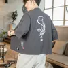 Herenjassen linnen kimono mode los Long Cardigan bovenkleding vintage jas man met pocket casual overjas Chinese topmen's