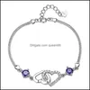 Catena a maglie Sier Cuore a collegamento Bracciale Moda Modelli femminili Carino Vintage Wild Super Flash Gioielli Cristalli viola Bracciali Drop De Dhwqm