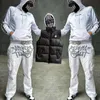 Mensbyxor White Vintage MultiCocket Cargo Masculina Fashion Mens High Street Drawstring Elastic Y2K Pants Men 230214