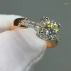 Cluster Rings UMB Real 18k Rose Gold Leffie Cut 1 Ct D Color Pass Test Test Moissanite Cow Ching Кольцо для вечеринки ювелирный подарок