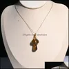 Pendant Necklaces Luxurious Mushroom Carved Stone Gemstones Charms Wire Wrap Women Healing Crystals Figurine Necklace Jewelry Drop D Dhqvc