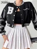 Femmes Vestes Nibber Automne Hiver Baseball Uniforme Veste Lettre Imprimer Top Street Casual Manteau Cool Style Bomber veste Pour Vêtements 230215