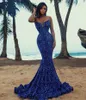 Party Dresses Glitter Sequined Mermaid Prom Sexig Sweetheart Neck Sparkly aftonklänningar African Sweep Train Club Wear Outfit